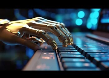 Robotic Cyborg Hand Pressing Keyboard Laptop.jpg