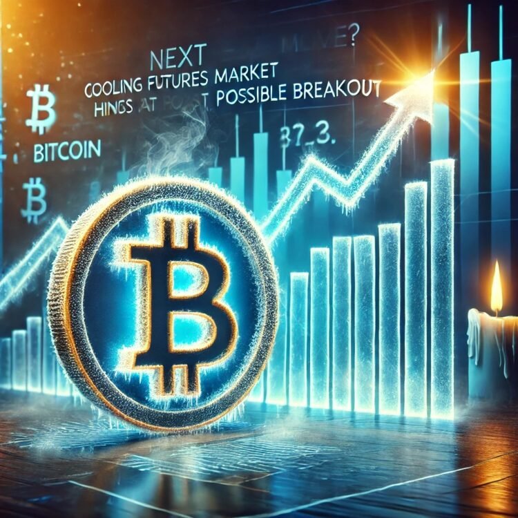 Dall·e 2025 07 30 16.02.06 a creative and symbolic square image inspired by the article bitcoins next big move cooling futures market hints at possible breakout. the scene s.jpg