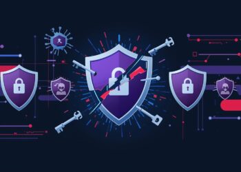 Lucid origin modern flat vector illustration of ai coding while security shields around an ap 0.jpg